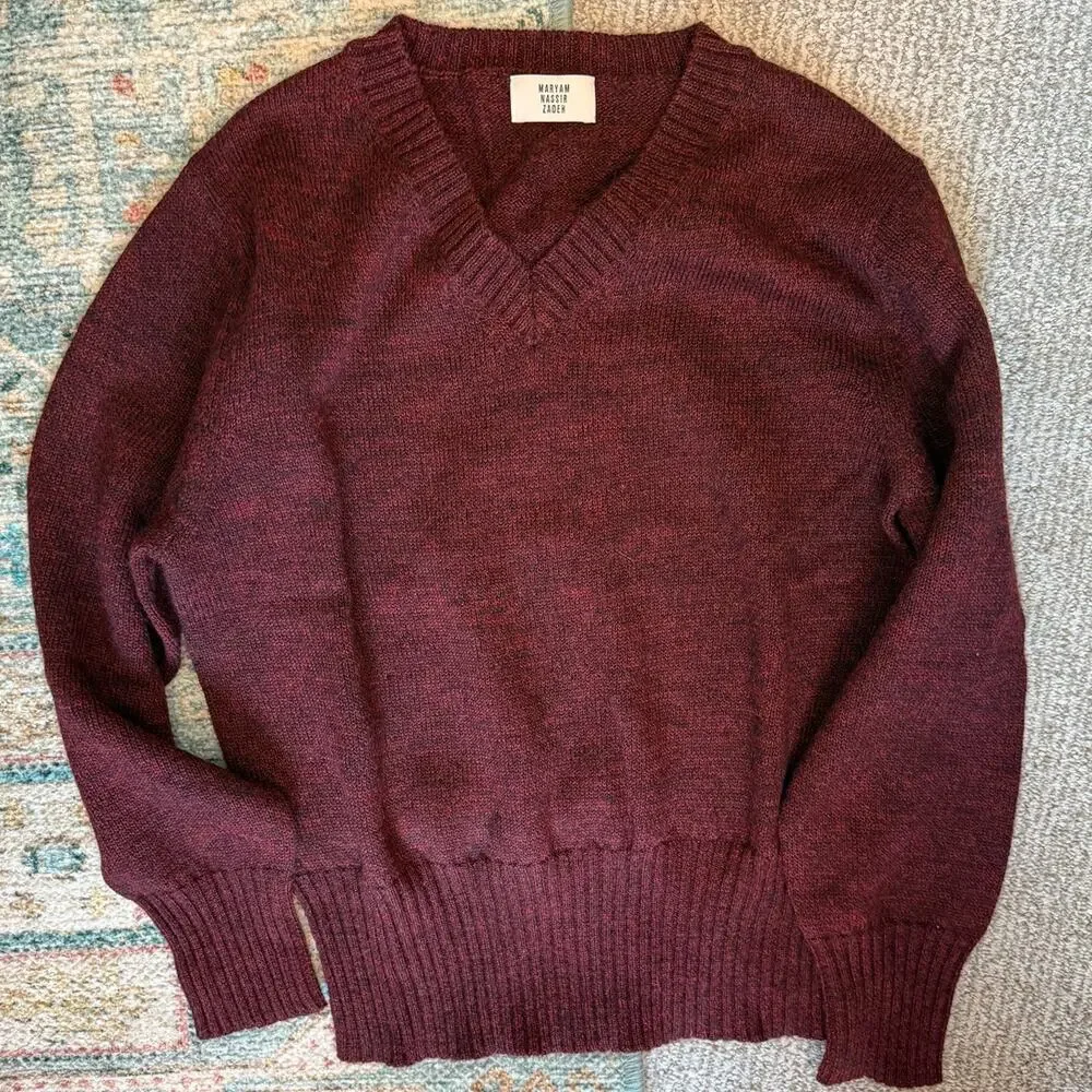 MARYAM NASSIR ZADEH – Annora Sweater Merlot Maroon - Large (New)